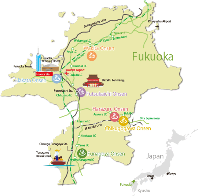 fukuoka hot spring map